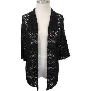 BLACK LACY CARDIGAN WITH HALF SLEEVES
